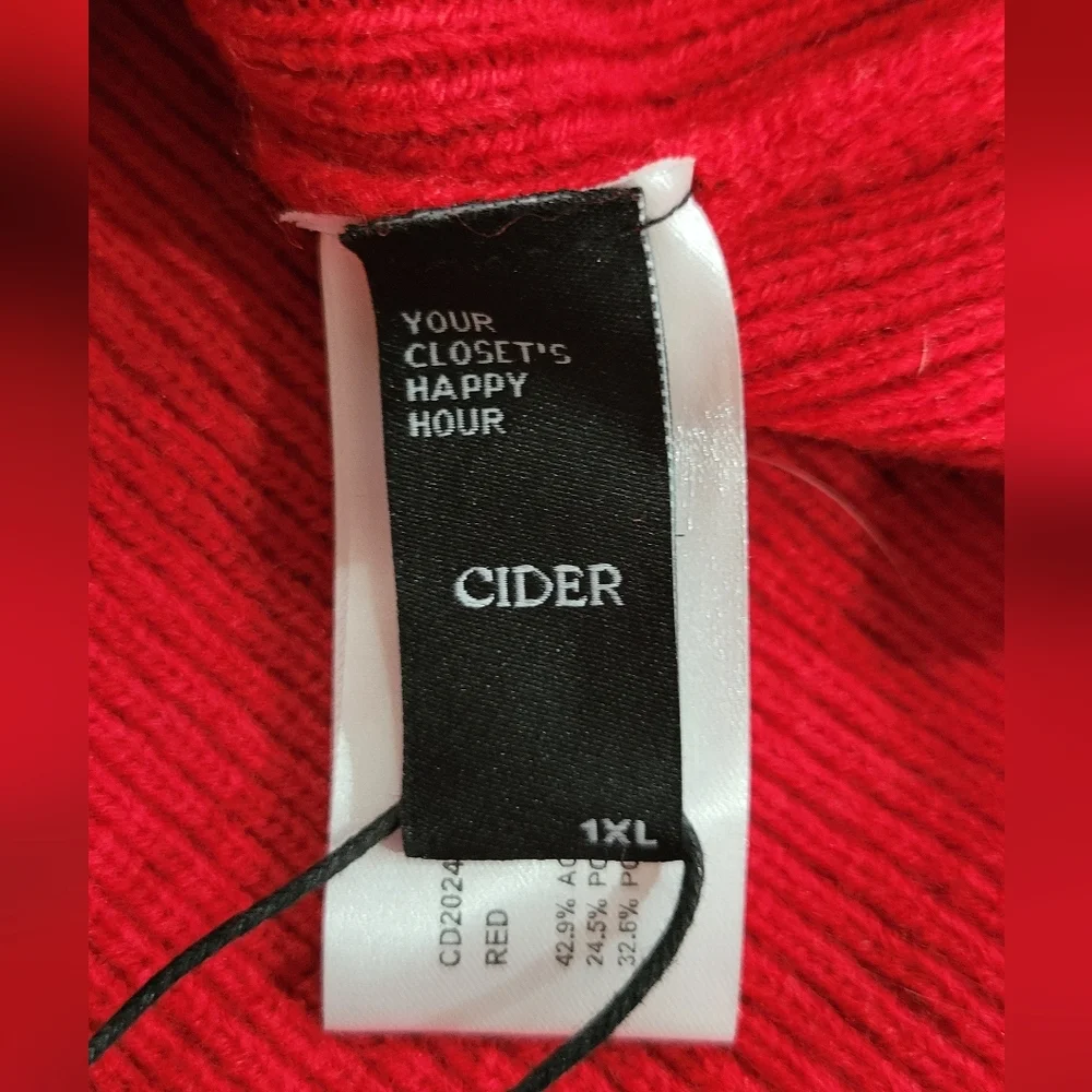 NWT Cider Red Tie Front Short Sleeve Sweater | Size XL